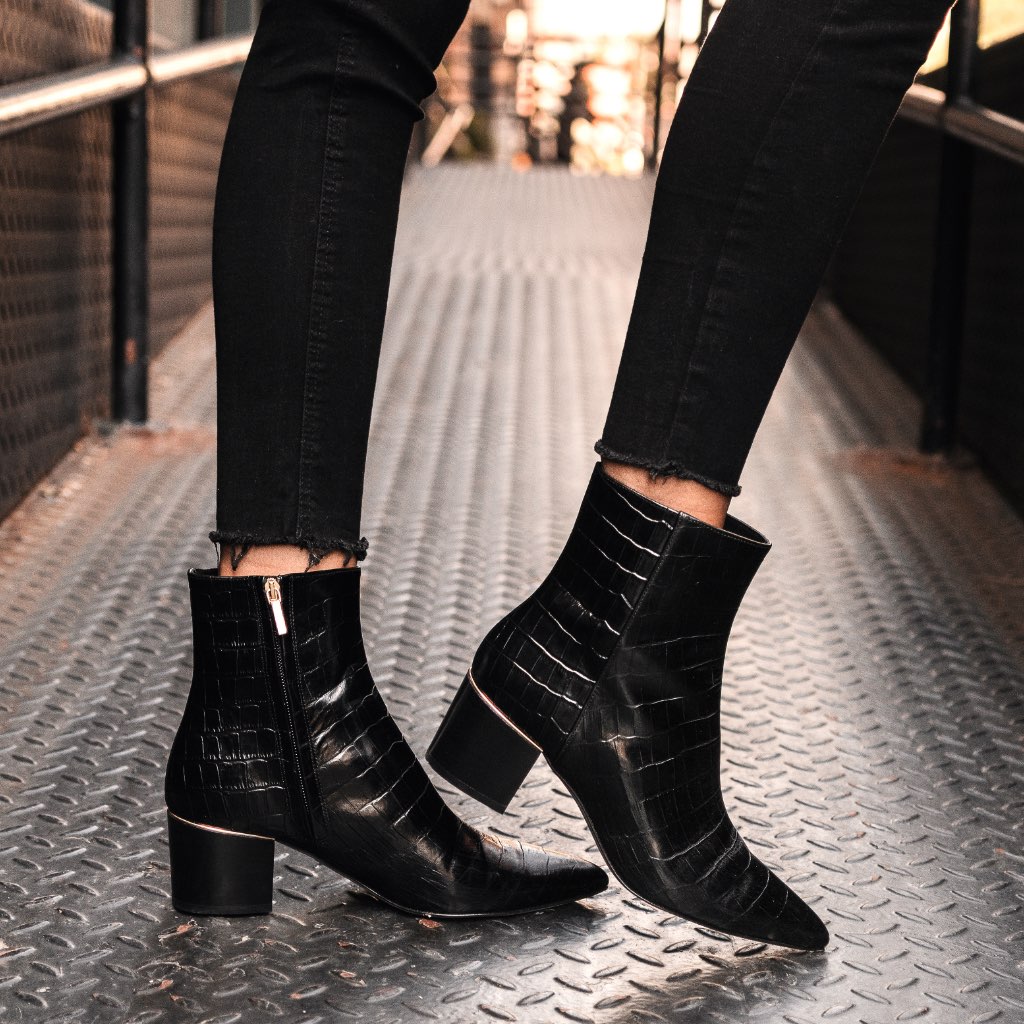 Thursday Boots Boots Luna Bőr Magassarkú Női Fekete | HU196NWY