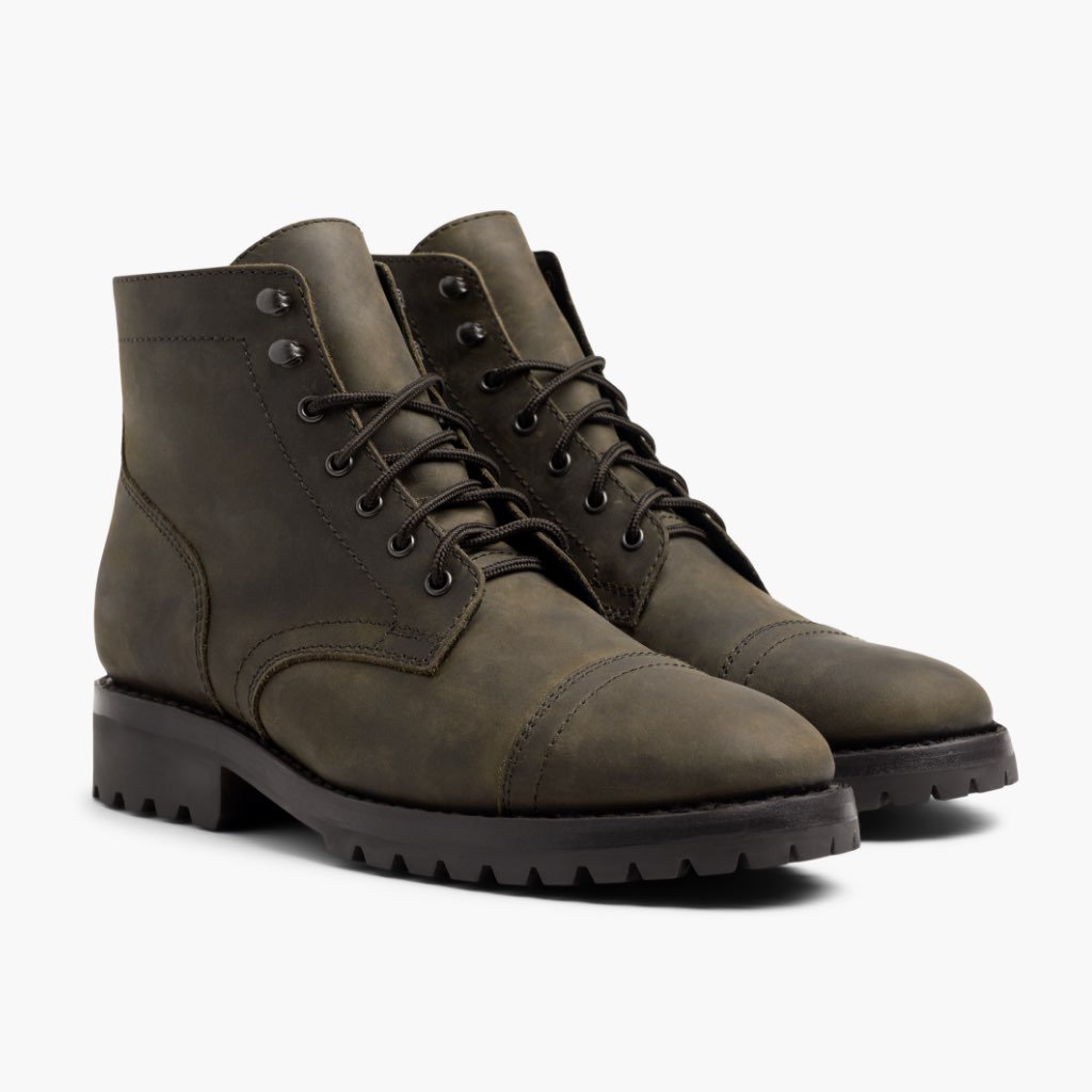 Thursday Boots Captain Bőr Rugged & Resilient Csizma Férfi Olivazöld | HU390DFM47