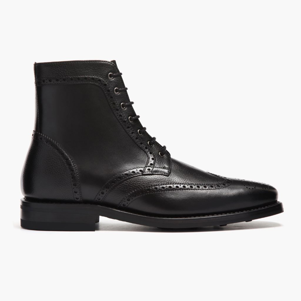 Thursday Boots Wingtip Bőr Fűzős Csizma Férfi Fekete | HU390DFM56