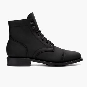 Thursday Boots Captain Bőr Fűzős Csizma Női Fekete | HU183HUL