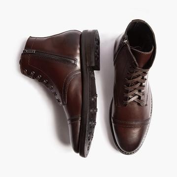 Thursday Boots Major Bőr Fűzős Csizma Férfi Kávé | HU408XYU