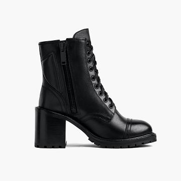 Thursday Boots Rebel Bőr Fűzős Csizma Női Fekete | HU170NWY