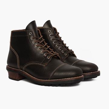 Thursday Boots Vanguard Bőr Fűzős Csizma Férfi Fekete | HU390DFM59