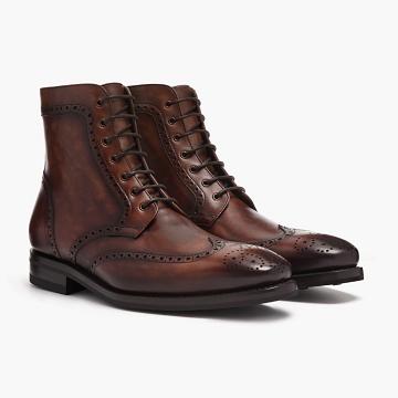 Thursday Boots Wingtip Bőr Fűzős Csizma Férfi Barna | HU390DFM55