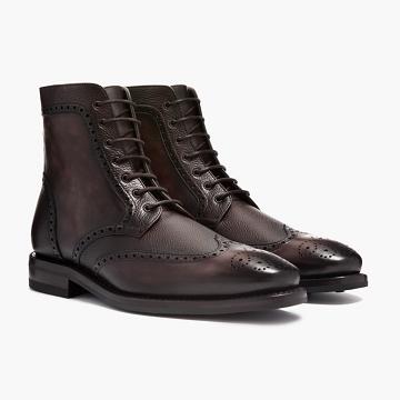 Thursday Boots Wingtip Bőr Fűzős Csizma Férfi Bordó | HU390DFM57